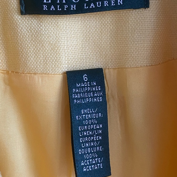 Ralph Lauren canary yellow linen jacket Sz 6 - Picture 7 of 16
